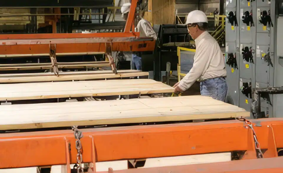 Historic image representing Biewer's first permanent softwood lumber mill in 1985